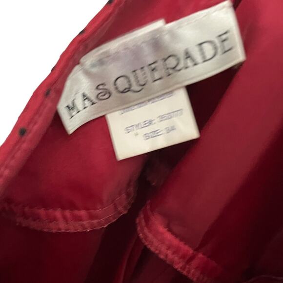 Masquerade Prom Ball Gown Dress Junior Size 3 Women Red Black Swiss Dot Retro - Picture 14 of 15